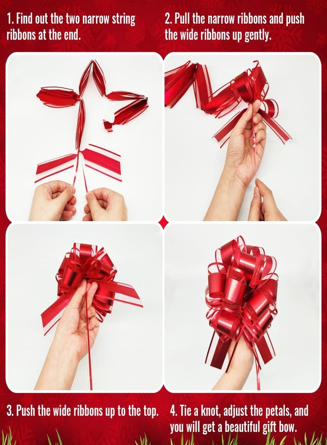 NEWMIAO 12Pcs Red Gift Wrapping Bows for Presents, Large Gift Wrap Ribbon Pull Bows for Baskets, Christmas Tree, Gift Ribbon Bows for Christmas Valentine's Day, Wedding Decoration Accessories (Red) - Image 3